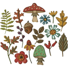 Load image into Gallery viewer, Tim Holtz Funky Foliage Thinlits Dies By Sizzix 20/Pkg - 663087 Flowers Leaves Mushroom Toadstool