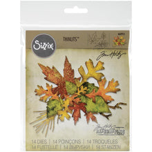 Load image into Gallery viewer, Tim Holtz Fall Foliage Thinlits Dies By Sizzix 14/Pkg - 660955 Leaves Leaf Tree
