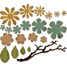Load image into Gallery viewer, Tim Holtz Small Tattered Florals Thinlits Dies By Sizzix 21/Pkg - 661806 Flowers