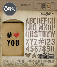 Load image into Gallery viewer, Tim Holtz Gift Card Bag Thinlits Dies By Sizzix - 662687 - Pocket Junk Journal Alphabet Alphanumeric Cargo Stencil
