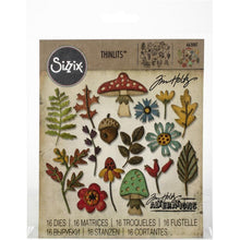 Load image into Gallery viewer, Tim Holtz Funky Foliage Thinlits Dies By Sizzix 20/Pkg - 663087 Flowers Leaves Mushroom Toadstool