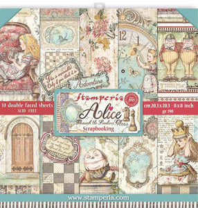 Stamperia Alice Through the Looking Glass 8"X8" Double-Sided Paper Pad 10 sheets Wonderland