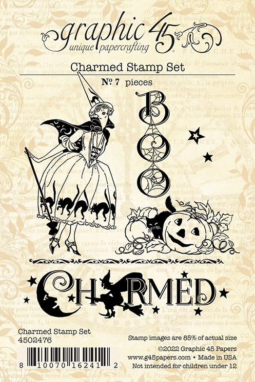 Graphic 45 - Charmed Cling Stamp Set - Halloween 7 pieces