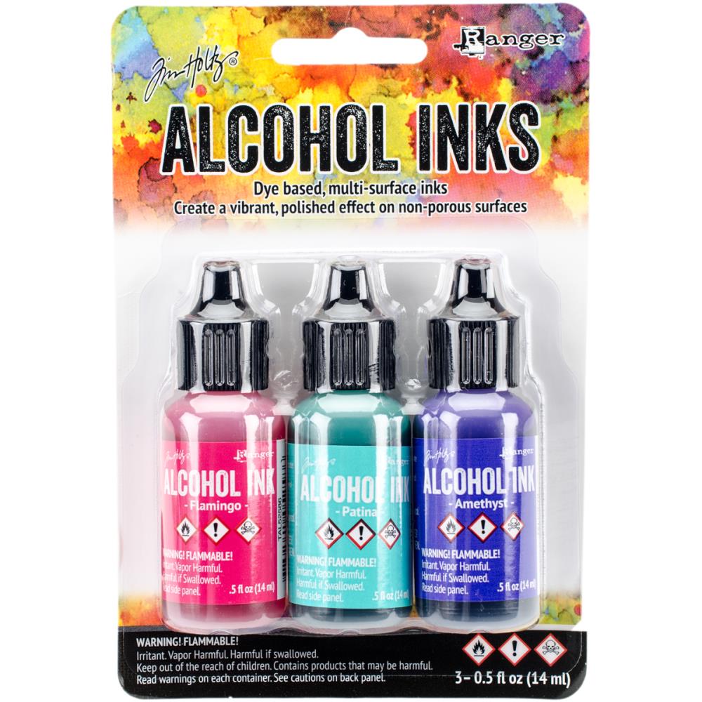 Tim Holtz Beach Deco Alcohol Ink Set .05oz - Ranger Flamingo Patina Amethyst