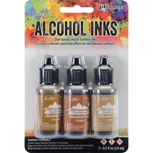 Tim Holtz Cabin Cupboard Alcohol Ink Set .05oz - Ranger Caramel Ginger Latte