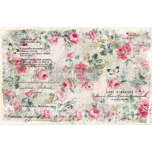 Prima Re-Design - Floral Wallpaper  - Mulberry Tissue Paper - 19"x30" - 647728 - Decoupage Decor Floral Flower