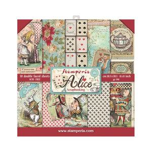 Stamperia Alice- 8"X8" Double-Sided Paper Pad 10 sheets - SBBS01 Wonderland