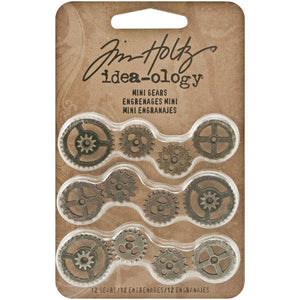 Tim Holtz Idea-ology: Mini Gears - TH93012 - 12 pieces - Mixed Media Assemblage Art Metal Steampunk Watch Parts