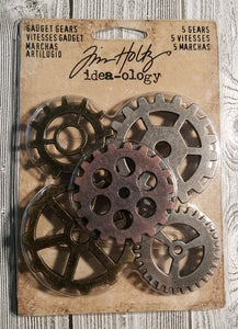 Tim Holtz Idea-ology: Gadget Gears - TH93297 - 5 pieces - Mixed Media Assemblage Art Metal Steampunk Watch Parts