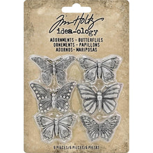 Load image into Gallery viewer, Tim Holtz Idea-ology: Butterflies - TH93689 - 6 pieces - Mixed Media Assemblage Art Metal Butterfly Nature Embellishment Adornments
