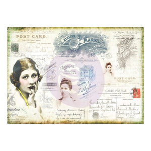 Finnabair - Carte Postale Tissue Paper - 27.5"x19.7" - 6 sheets - 571407 - Art Daily by Prima Marketing - Decoupage Mixed Media