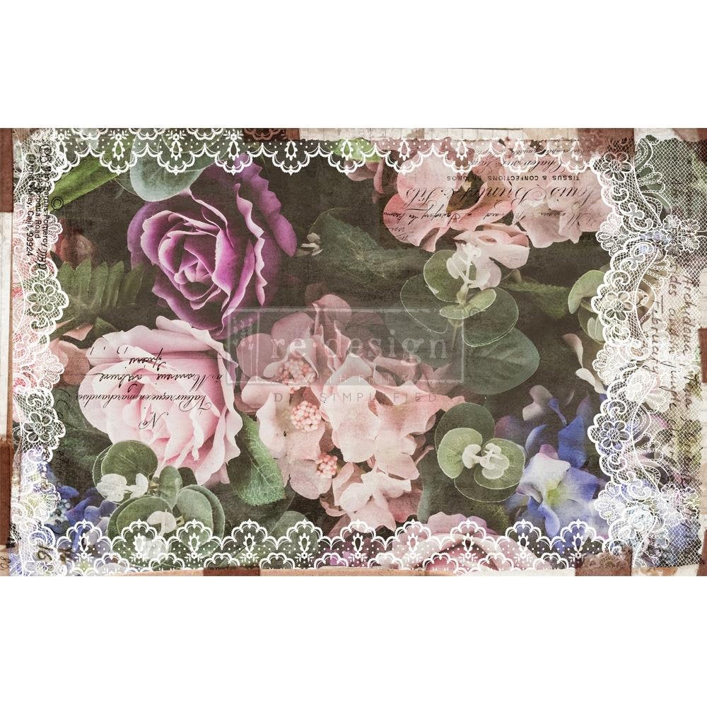 Prima Re-Design - Dark Lace Floral - Decoupage Decor Tissue Paper - 19