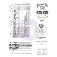 Load image into Gallery viewer, Finnabair Old Paper Work Cling Stamp Set 6&quot;X7.5&quot; Prima Marketing - 967031 Ledger Receipt  Journal
