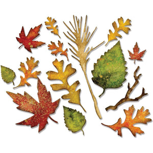 Tim Holtz Fall Foliage Thinlits Dies By Sizzix 14/Pkg - 660955 Leaves Leaf Tree