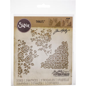 Tim Holtz Mixed Media #5 Thinlits Dies By Sizzix - 662688 - Roses Floral Cut-Out Cardmaking