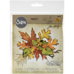 Tim Holtz Fall Foliage Thinlits Dies By Sizzix 14/Pkg - 660955 Leaves Leaf Tree