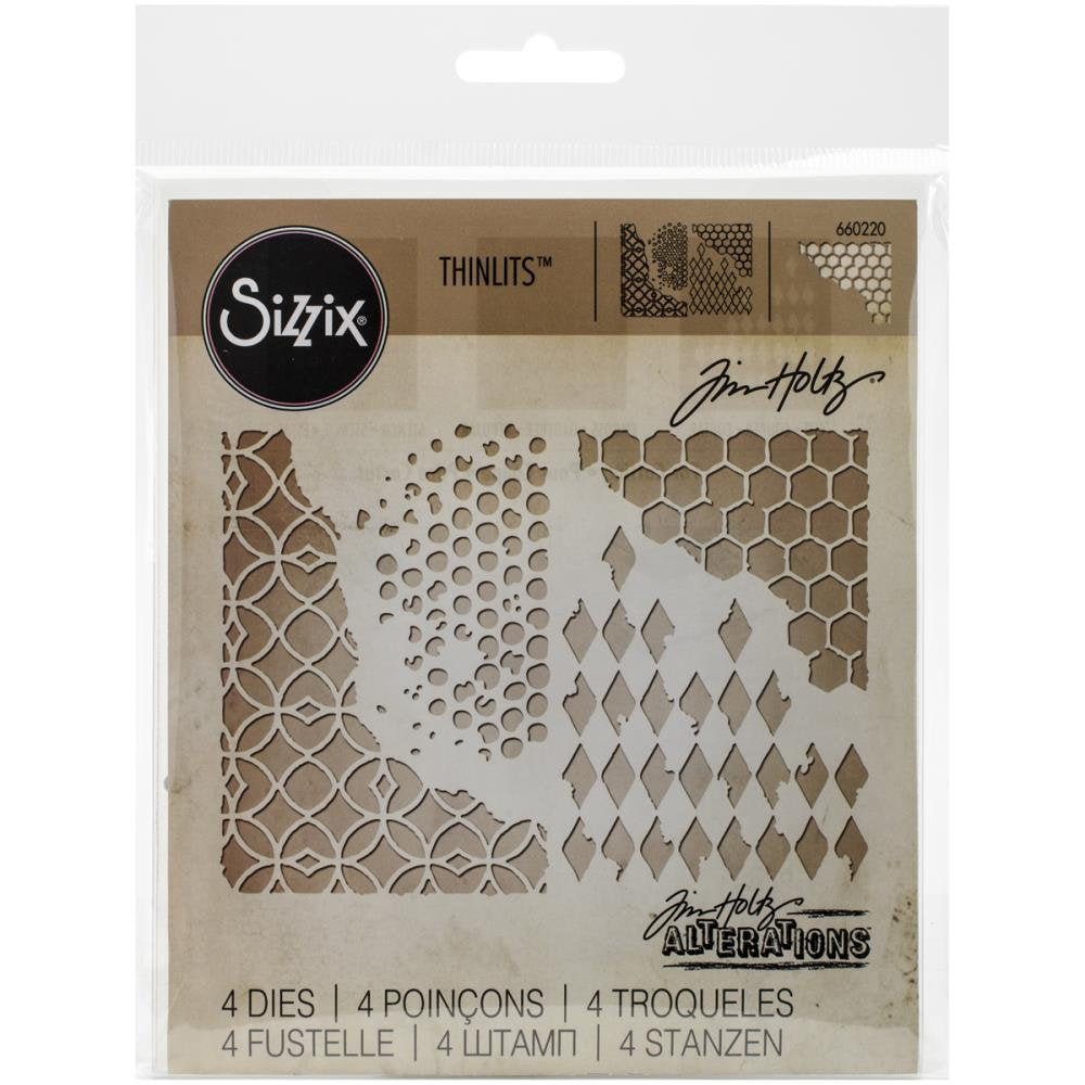 Tim Holtz Mixed Media Thinlits Dies By Sizzix 4/Pkg - 660220