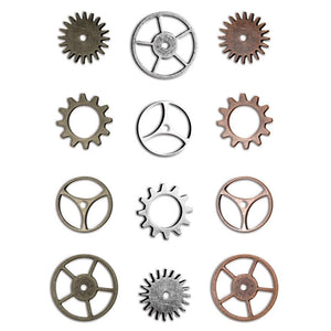 Tim Holtz Idea-ology: Sprocket Gears - TH92691 - 12 pieces - Mixed Media Assemblage Art Metal Steampunk Watch Parts