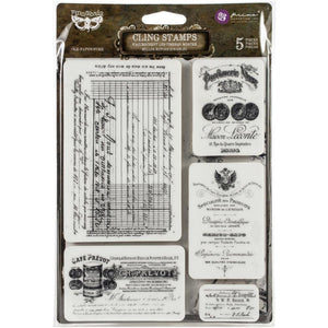 Finnabair Old Paper Work Cling Stamp Set 6"X7.5" Prima Marketing - 967031 Ledger Receipt  Journal