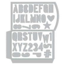 Load image into Gallery viewer, Tim Holtz Gift Card Bag Thinlits Dies By Sizzix - 662687 - Pocket Junk Journal Alphabet Alphanumeric Cargo Stencil
