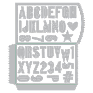 Tim Holtz Gift Card Bag Thinlits Dies By Sizzix - 662687 - Pocket Junk Journal Alphabet Alphanumeric Cargo Stencil