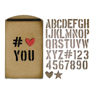 Tim Holtz Gift Card Bag Thinlits Dies By Sizzix - 662687 - Pocket Junk Journal Alphabet Alphanumeric Cargo Stencil