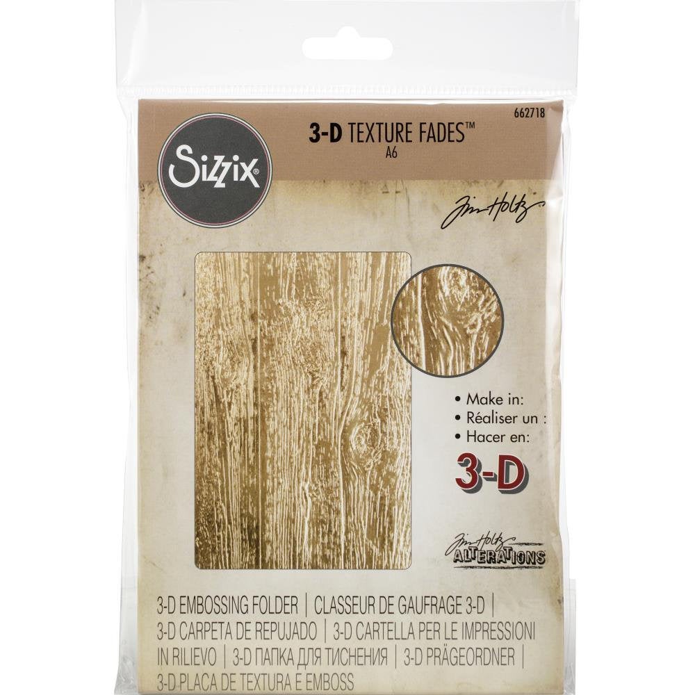 Tim Holtz Lumber 3-D Texture Fades Embossing Folder by Sizzix - A6 Size - 662718 Wood Planks Tree