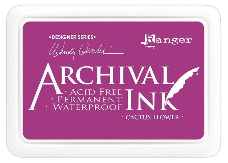 Wendy Vecchi Archival - Cactus Flower - Ink Pad #0 - Permanent - Waterproof - Non-Toxic - Acid Free by Ranger Ink