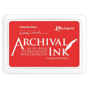 Wendy Vecchi Archival - Carnation Red - Ink Pad #0 - Permanent - Waterproof - Non-Toxic - Acid Free by Ranger Ink
