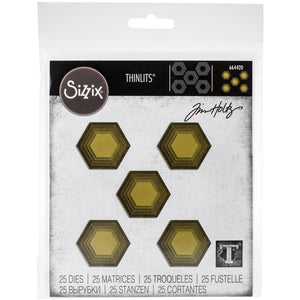 Tim Holtz Stacked Tiles, Hexagons Thinlits Dies By Sizzix - 664420