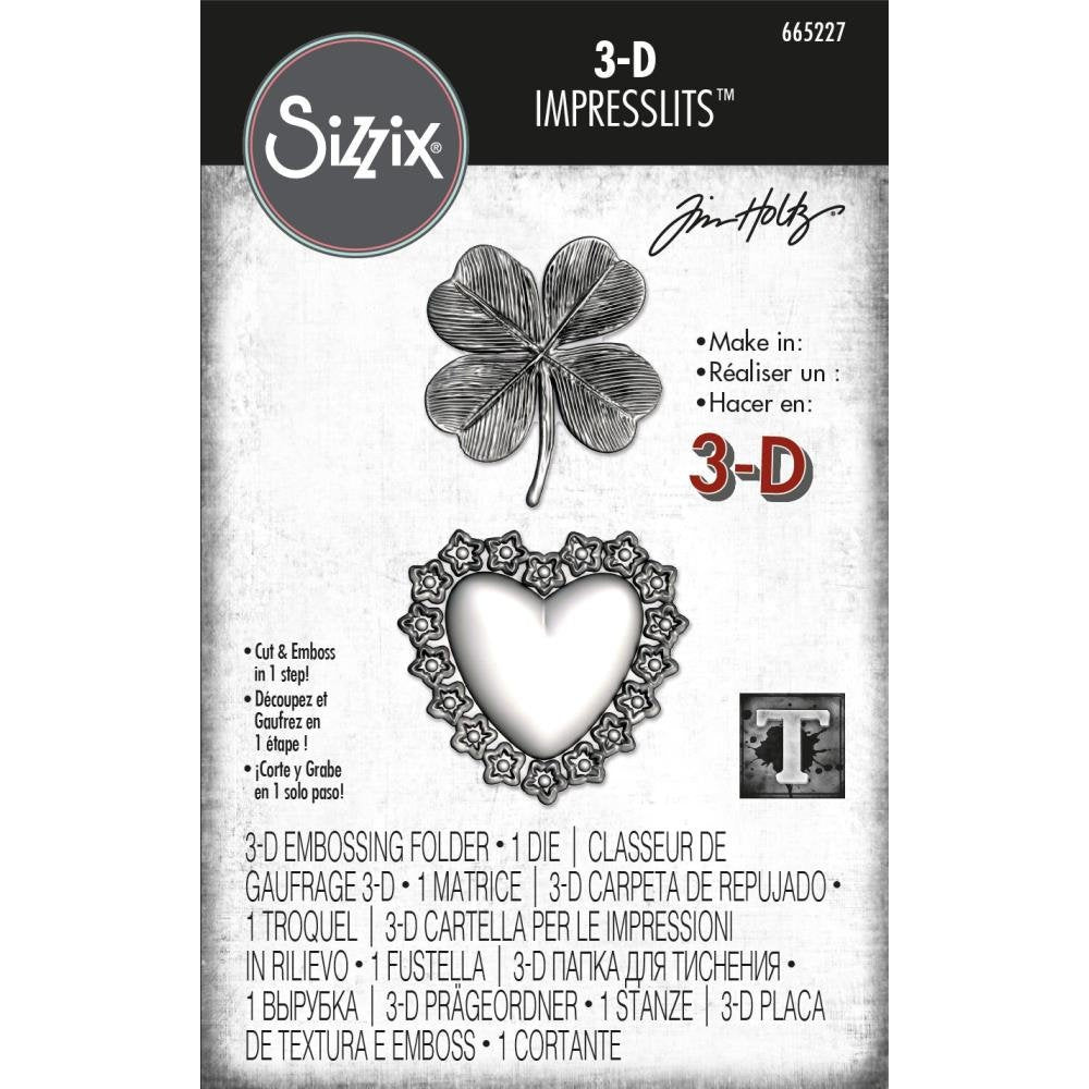 Tim Holtz Lucky Love 3-D Impresslits Embossing Folder - 665227 - Sizzix Chapter 1