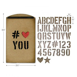 Tim Holtz Gift Card Bag Thinlits Dies By Sizzix - 662687 - Pocket Junk Journal Alphabet Alphanumeric Cargo Stencil