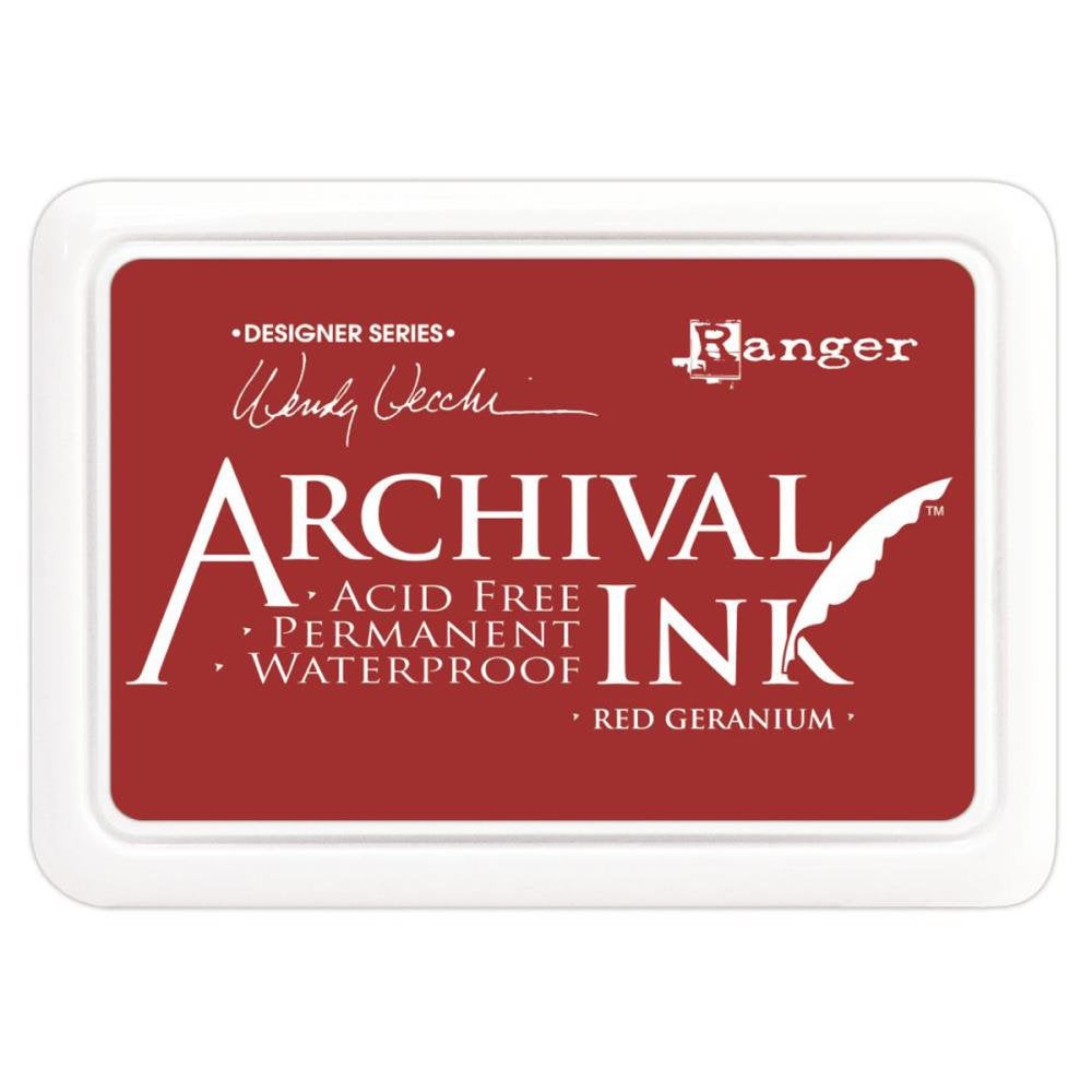 Wendy Vecchi Archival - Red Geranium - Ink Pad #0 - Permanent - Waterproof - Non-Toxic - Acid Free by Ranger Ink