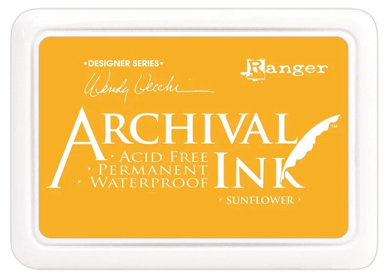Wendy Vecchi Archival - Sunflower - Ink Pad #0 - Permanent - Waterproof - Non-Toxic - Acid Free by Ranger Ink Yellow