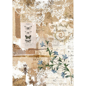 Prima Re-Design - Botanical Sonata - Decoupage Decor Rice Paper - 11.5″x 16.25″ - Flowers Music Lace Butterfly Collage