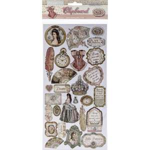 Stamperia Princess - 27 Chipboard Stickers - DFLCB07  - Vintage Queen