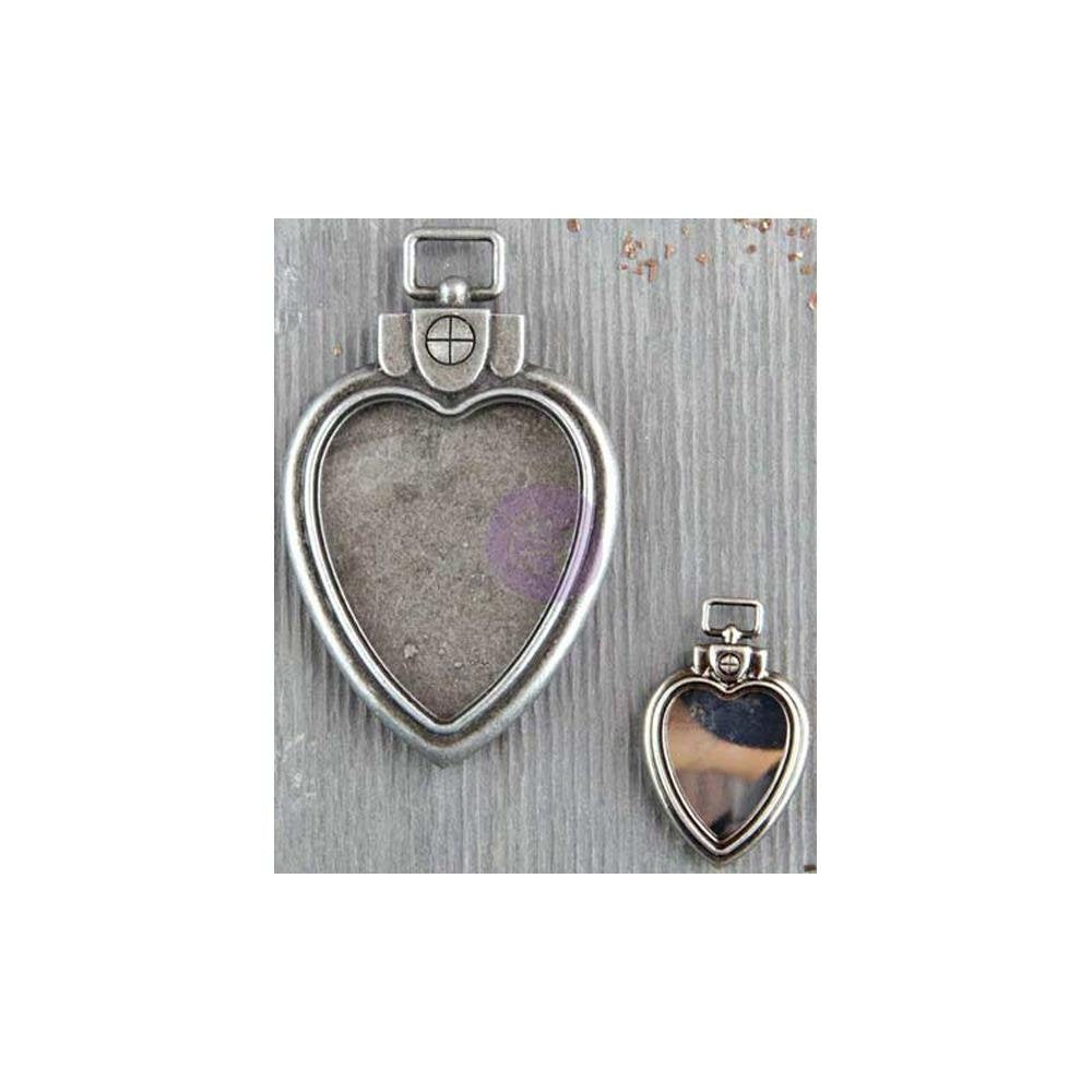 Finnabair Mechanicals - Heart Locket Pendants by Prima Marketing - 2/pkg - Mixed Media Journal Charm