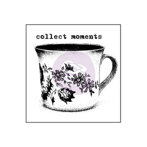 Finnabair Collect Moments Wood Mounted Stamp - 2"X2" by Prima Marketing Mixed Media Art Journal Stamp Coffee Tea Cup