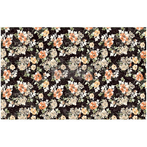 Prima Re-Design - Midnight Amber - Decoupage Decor Tissue Paper - 19"x30" sheet - Floral Background