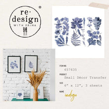 Load image into Gallery viewer, Prima Marketing Re-Design Indigo Small Decor Transfer Sheets - 6"X12" 3/Sheets ReDesign
