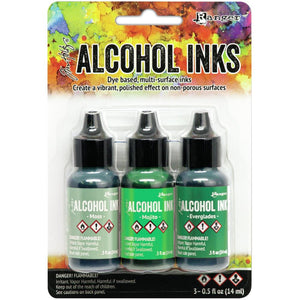 Tim Holtz Mint Green Spectrum Alcohol Ink Set .05oz - Ranger Moss Mojito Everglades