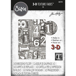 Tim Holtz Numbered 3-D Texture Fades Embossing Folder - 665753 - Sizzix Chapter 3