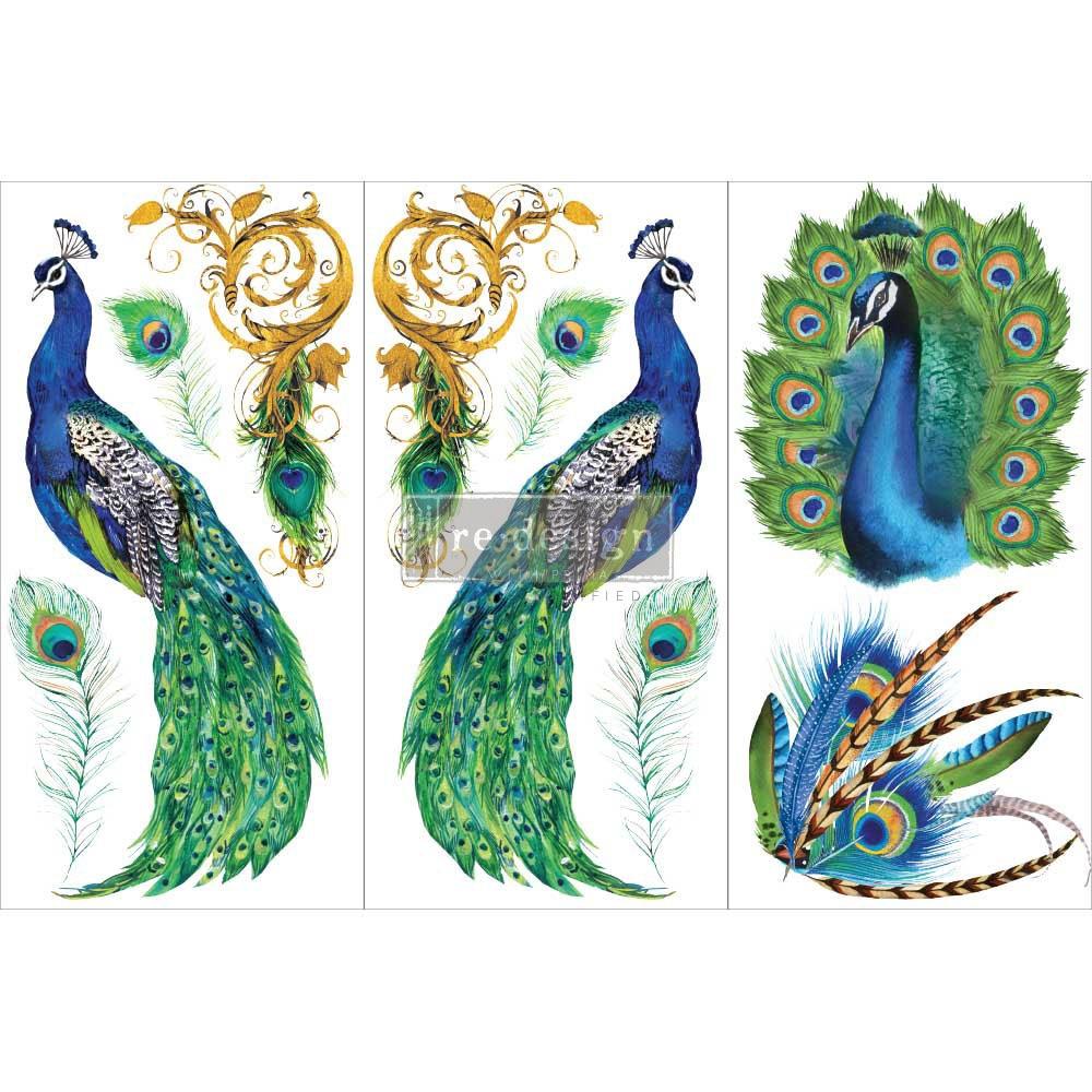 Prima Marketing Re-Design Peacock Paradise Small Decor Transfer Sheets - 6