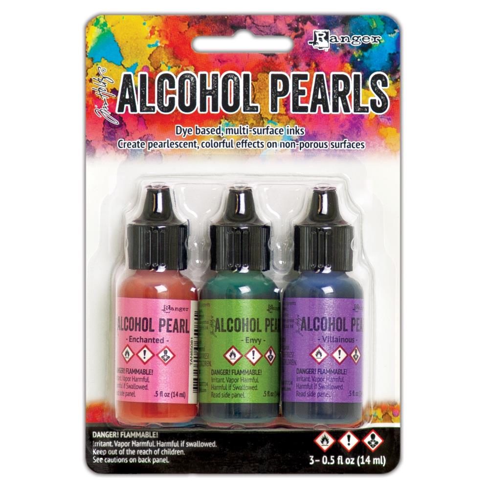 Tim Holtz Alcohol Ink Pearls Kit 3 - Set .05oz Ranger Enchanted Envy Villainous