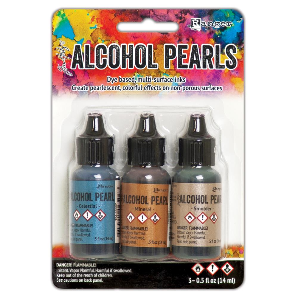 Tim Holtz Alcohol Ink Pearls Kit 4 - Set .05oz Ranger Celestial Mineral Smolder