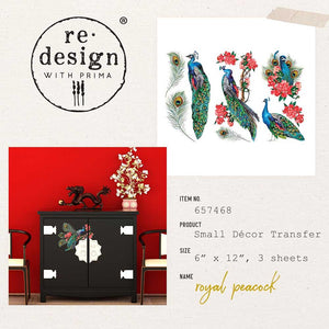 Prima Marketing Re-Design Royal Peacock Small Decor Transfer Sheets - 6"X12" 3/Sheets