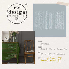 Load image into Gallery viewer, Prima Marketing Re-Design Secret Letter II Small Decor Transfer Sheets - 6&quot;X12&quot; 3/Sheets ReDesign
