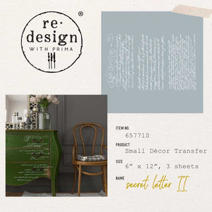 Prima Marketing Re-Design Secret Letter II Small Decor Transfer Sheets - 6"X12" 3/Sheets ReDesign