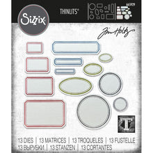 Load image into Gallery viewer, Tim Holtz Vintage Labels Thinlits Die Set 13PK - #665929 - Sizzix Chapter 3
